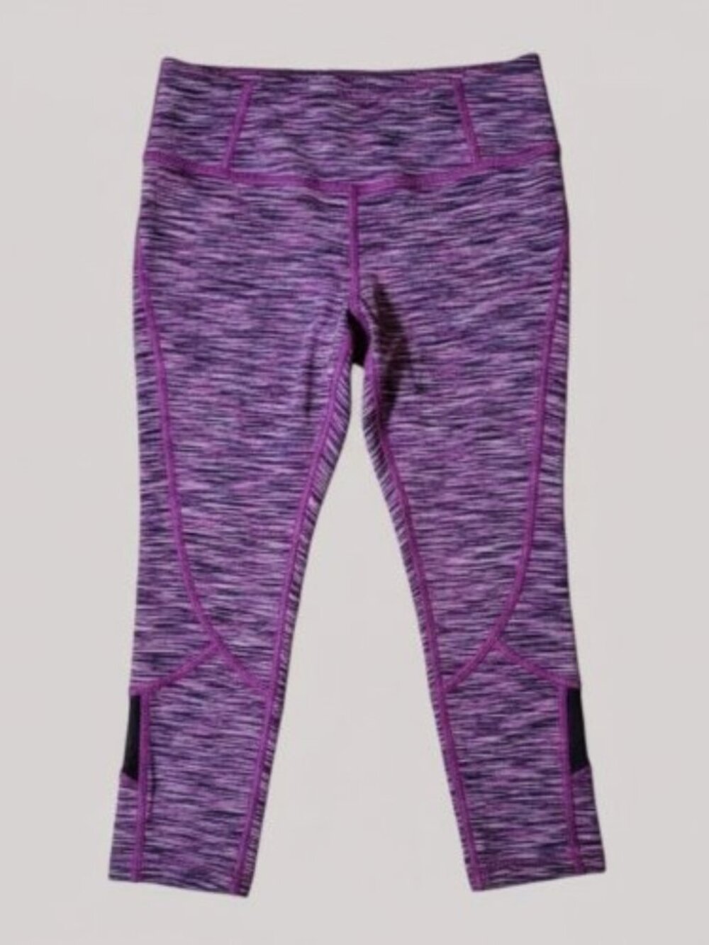 ALL IN MOTION Pink Purple Print Yoga Leggings Girls Size 4-5 Cut Out Detail